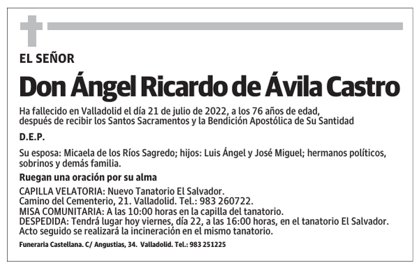 Don Ángel Ricardo de Ávila Castro