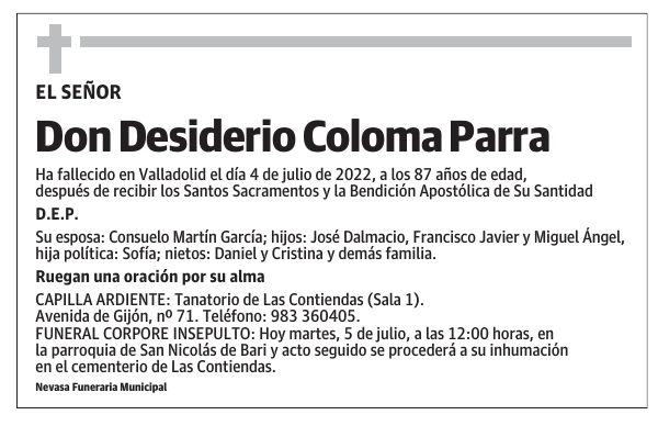 Don Desiderio Coloma Parra