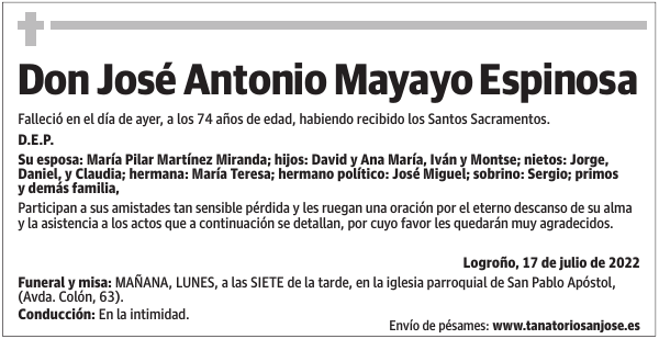 Don  José  Antonio  Mayayo  Espinosa