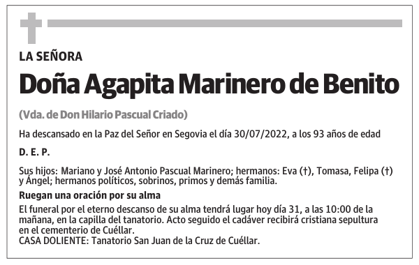 Doña Agapita Marinero de Benito
