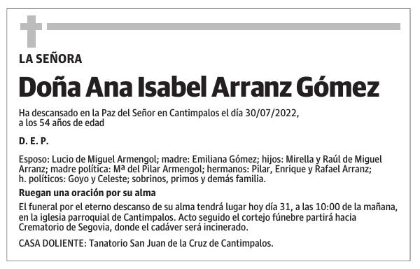 Doña Ana Isabel Arranz Gómez