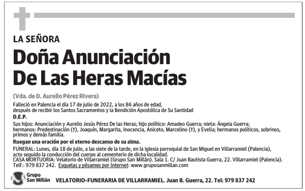 Doña Anunciación De Las Heras Macías
