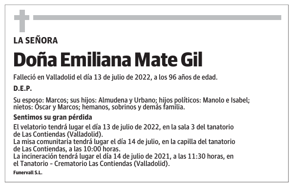 Doña Emiliana Mate Gil