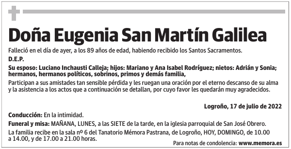 Doña  Eugenia  San  Martín  Galilea