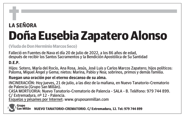 Doña Eusebia Zapatero Alonso