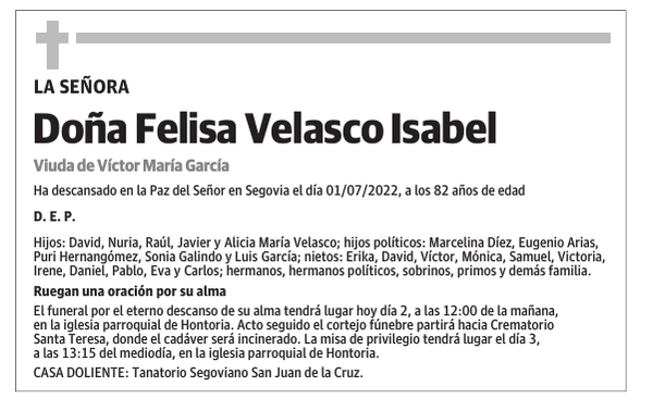 Doña Felisa Velasco Isabel