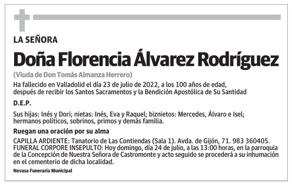 Doña Florencia Álvarez Rodríguez