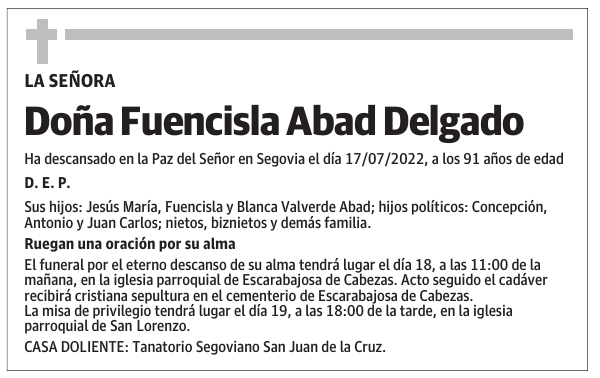Doña Fuencisla Abad Delgado