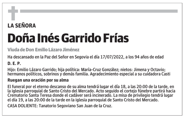 Doña Inés Garrido Frías