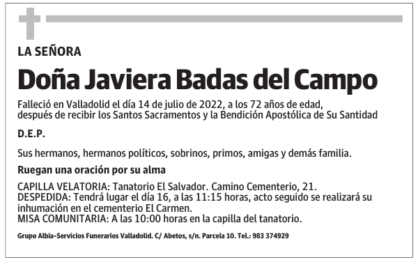 Doña Javiera Badas del Campo