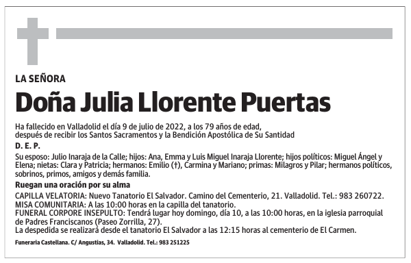 Doña Julia Llorente Puertas