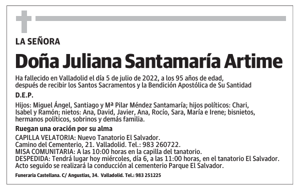 Doña Juliana Santamaría Artime