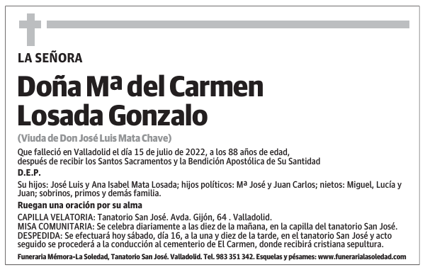Doña Mª del Carmen Losada Gonzalo