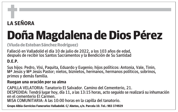 Doña Magdalena de Dios Pérez