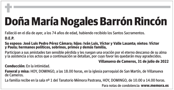 Doña  María  Nogales  Barrón  Rincón