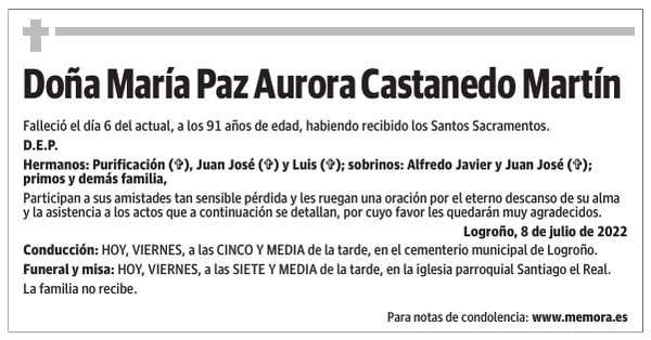 Doña  María  Paz  Aurora  Castanedo  Martín
