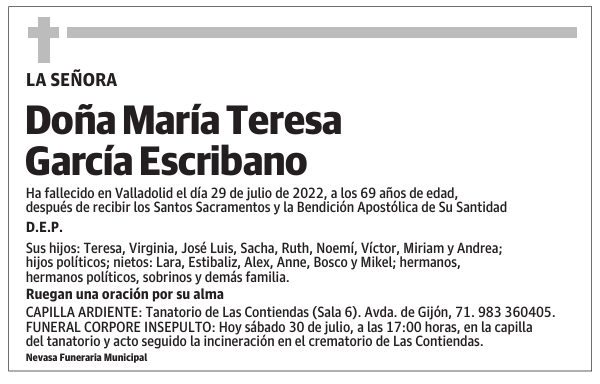 Doña María Teresa García Escribano
