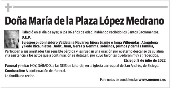 Doña  María  de  la  Plaza  López  Medrano