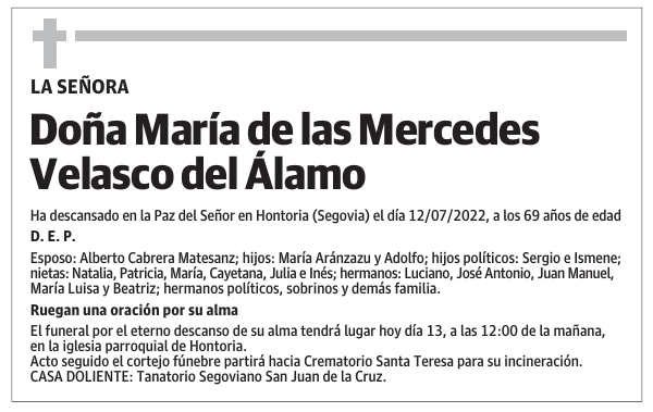 Doña María de las Mercedes Velasco del Álamo