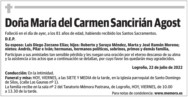 Doña  María  del  Carmen  Sancirián  Agost