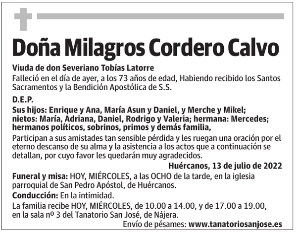 Doña  Milagros  Cordero  Calvo