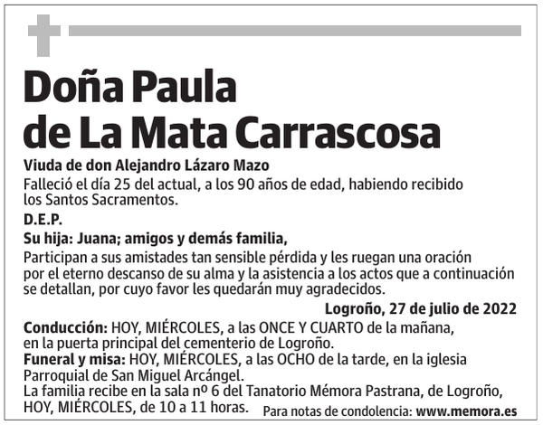 Doña  Paula  de  La  Mata  Carrascosa