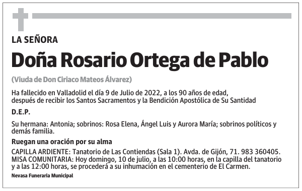 Doña Rosario Ortega de Pablo