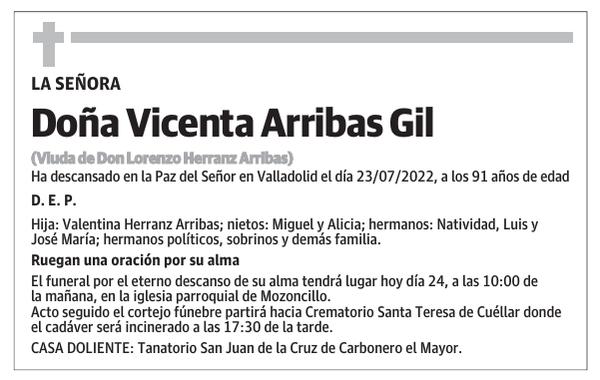 Doña Vicenta Arribas Gil
