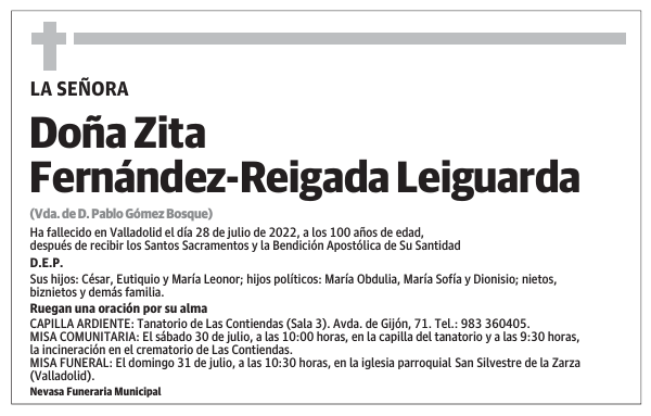 Doña Zita Fernández-Reigada Leiguarda