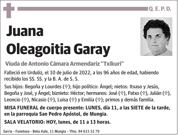 Juana Oleagoitia Garay