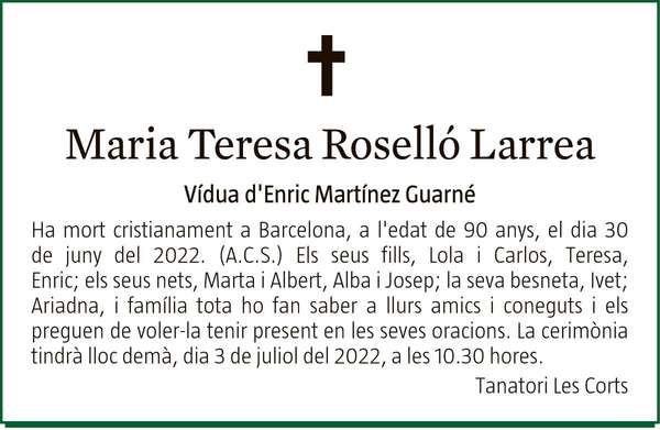 MARIA  TERESA  ROSELLÓ  LARREA