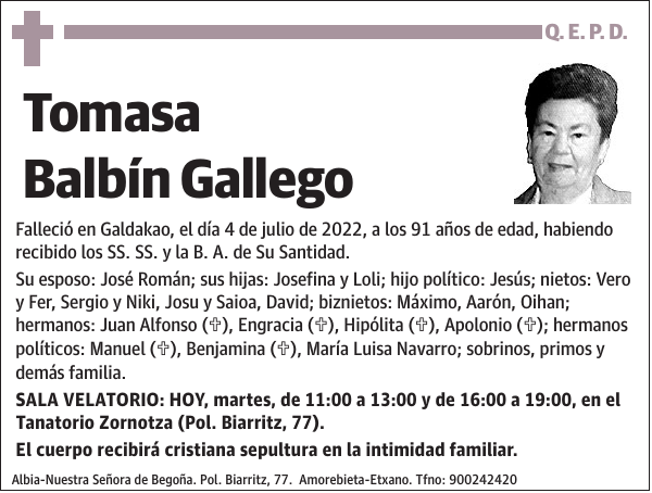 Tomasa Balbín Gallego