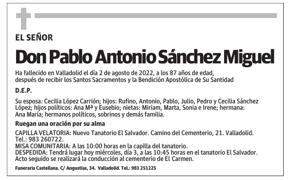 Don Pablo Antonio Sánchez Miguel