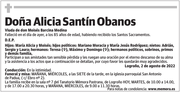 Doña  Alicia  Santín  Obanos