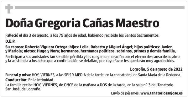 Doña  Gregoria  Cañas  Maestro