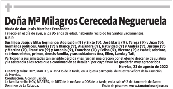 Doña  Mª  Milagros  Cereceda  Negueruela