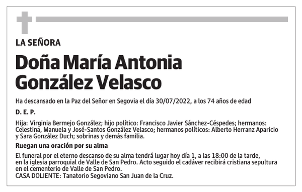 Doña María Antonia González Velasco