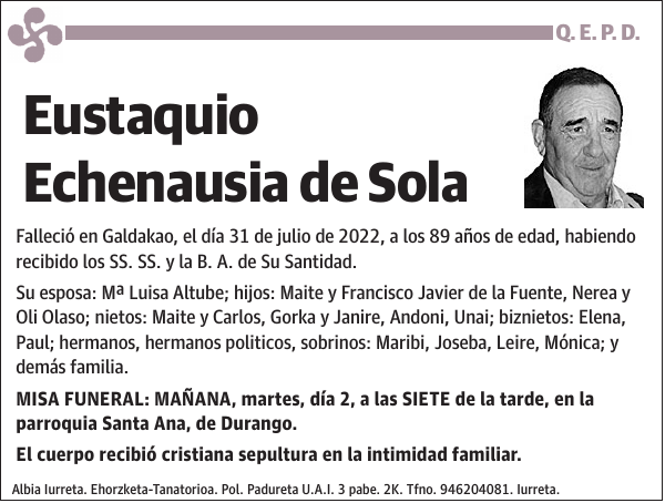 Eustaquio Echenausia de Sola