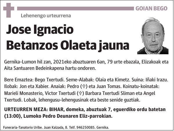 Lehenengo urteurrena Jose Ignacio Betanzos Olaeta