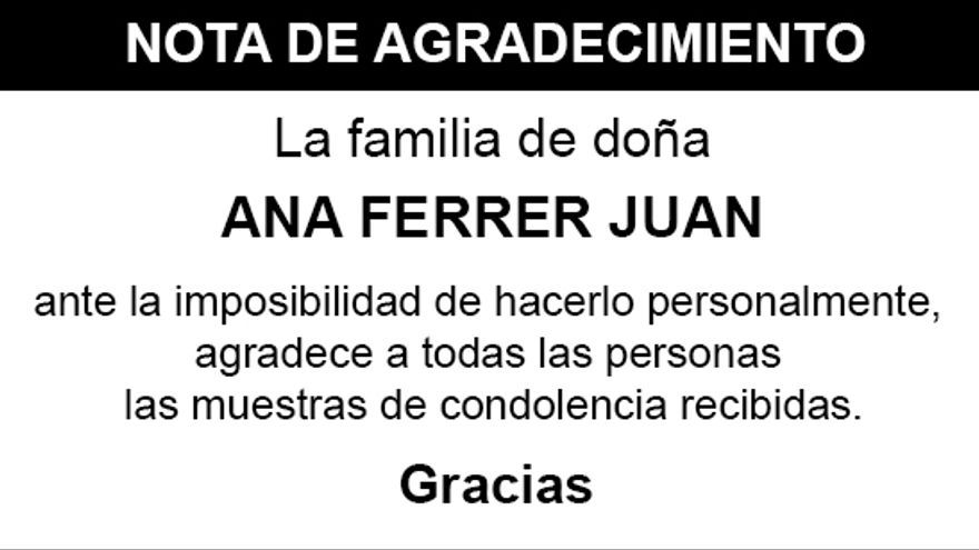 de  agradecimiento  de  doña  Ana  Ferrer  Juan