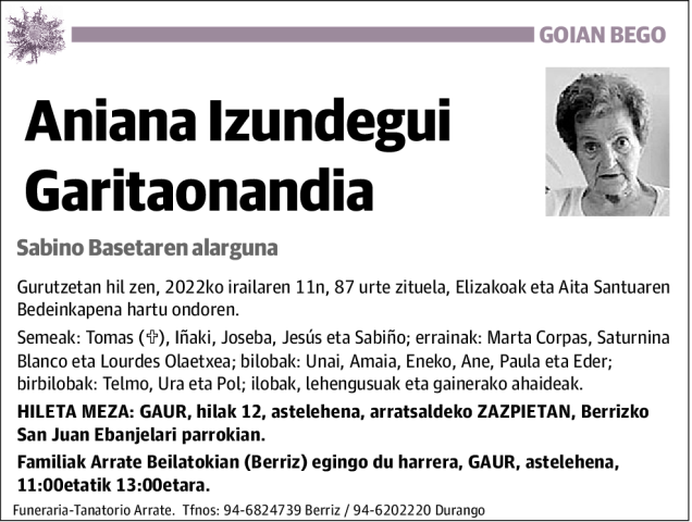 Aniana Izundegui Garitaonandia