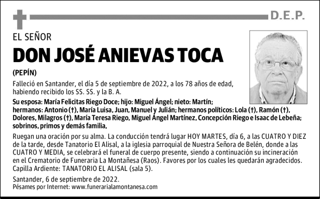 DON JOSÉ ANIEVAS TOCA