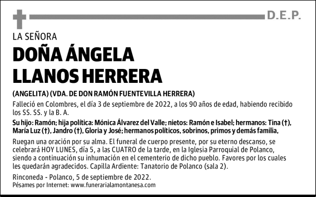 DOÑA ÁNGELA LLANOS HERRERA