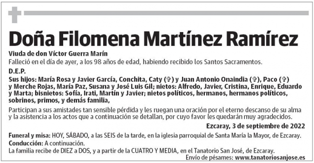 Doña  Filomena  Martínez  Ramírez