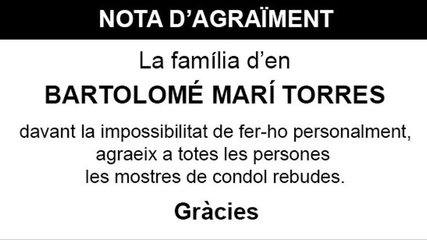 de  agradecimiento  de  don  Bartolomé  Marí  Torres
